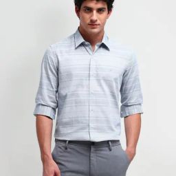 Arrow New York Blue Cotton Slim Fit Printed Shirt-37
