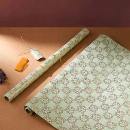Fabindia Home Blue Paper Printed Sarkhaab Wrapping Sheet - Set of 2-image-96