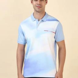 Allen Solly Blue Cotton Regular Fit Printed Polo T-Shirt-image-44