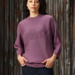 High Star Purple Self Design Sweater-image-27