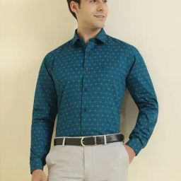 Allen Solly Blue Cotton Slim Fit Printed Shirt-image-62