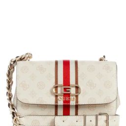 GUESS Cream NELKA Printed Medium Cross Body Bag-image-4