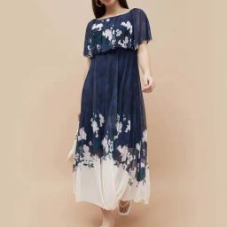 Code By Lifestyle Dark Blue Regular Fit Floral Print Dress-picture-37