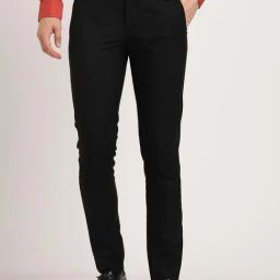 Turtle Black Ultra Slim Fit Chequered Trousers-image-26