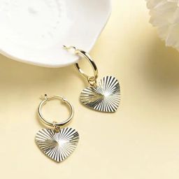 Accessorize London Ribbed Heart Drop Earrings-image-9