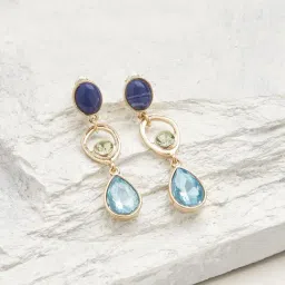 Accessorize London Triple Gem Teardrop Dangler Earrings-image-27