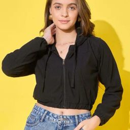 BUYNEWTREND Black Cotton Solid Jacket-image-95