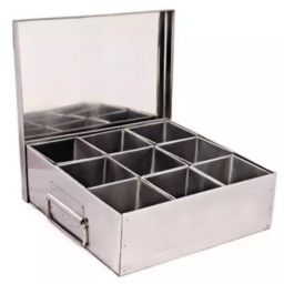 Verai Stainless Steel 16X16X6 inch 9 Khana Masala Peti-image-53