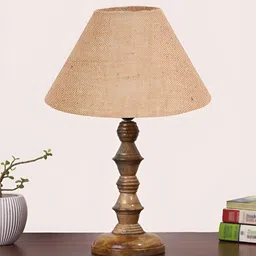 Aura Beige Wood Traditional Frusturical Shaped Table Lamp-picture-17