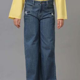 Under Fourteen Only Kids Mid Blue Wide Fit Jeans-image-68
