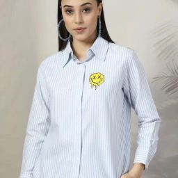 Melon By plusS Blue Cotton Striped Shirt-image-99