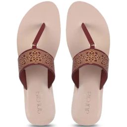 Aurelia Women's Zbeatrice Burgundy T-Strap Sandals-image-2