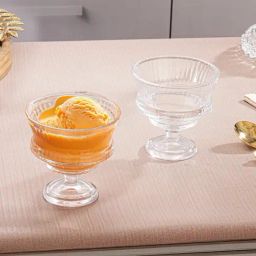 Troveas Clear Glass Celestine Dessert Serving Bowls - Set of 2 (260 ml)-14