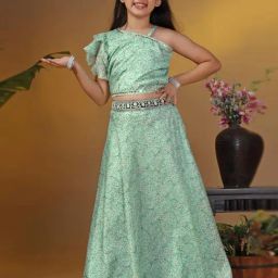 Fashion Dream Girls Green Floral Choli and Lehenga-picture-29