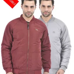 Lawman Pg3 Wine & Grey Regular Fit Reversible Jacket-image-92