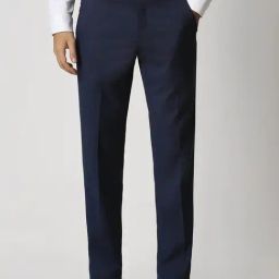 Van Heusen Navy Slim Fit Self Pattern Trousers-image-57