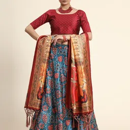 Kaizen TEXO FAB Printed Semi-Stitched Lehenga & Unstitched Blouse With Dupatta image 2