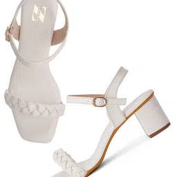 ZENVO Textured Open Toe Block Heels image 2