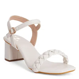 ZENVO Textured Open Toe Block Heels image 3