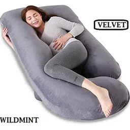 WILD MINT Grey Fibre Filled Faux Velvet Sleep Pillow-image-68