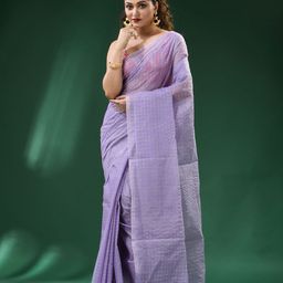 Ruuprekha Checked Pure Cotton Taant Saree-9
