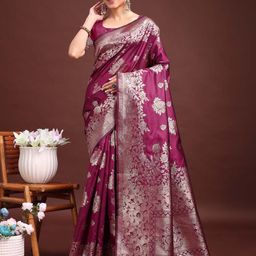 Astita Ethnic Motifs Woven Design Zari Banarasi Saree-picture-29