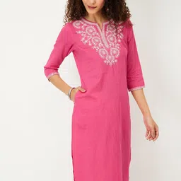 max Women Floral Embroidered Regular Kurta with Trousers-image-18