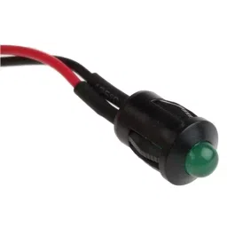 RS PRO Green Panel Mount Indicator 24V DC, Mounting Hole Size 8 mm, Termination Type Lead Wires, Model No 206867-47