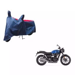 Auto Pearl Waterproof Two Wheeler Cover For Triumph Twin (Red & Blue)-image-88
