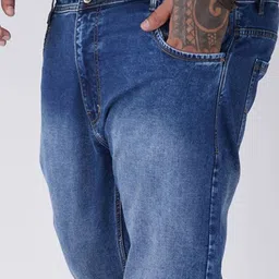 Toodle Plus Size Men Relaxed Fit Low Distress Light Fade Jeans image 2