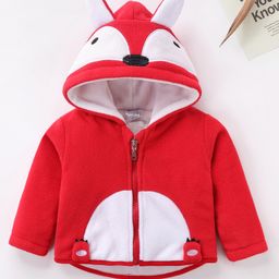 Kookie Kids Full Sleeves Winter Hooded Sweat Shirt with Embroidery Solid Colour - Red-picture-13