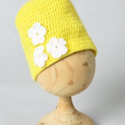 Funkrafts Flower Applique Handmade Woollen Cap - Yellow-94