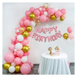 Bubble Trouble Pastel Theme Birthday Decoration Kit for Girls Pastel Pink White & Gold Pack of 65-86