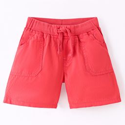 Simply Premium Cotton Knee Length Shorts Solid Color - Red-image-36