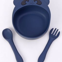 Panda Shaped Feeding Set with Spoon & Fork - Blue-15