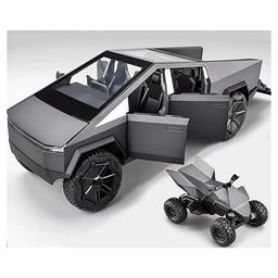 Magicwand 1:32 Scale Die-Cast CyberrTruck Pick-Up Trailer with 6 Openable Doors Pull Back Action,Lights & Music-23