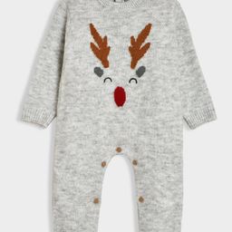 Mi Arcus Full Sleeves Reindeer Embroidered Romper - Grey-image-42