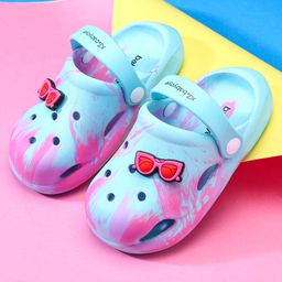 Babyoye Clogs with Back Strap & Goggle Applique - Blue & Pink-image-50
