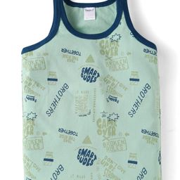 Taeko Single Jersey Knit Sleeveless Sando Vest With Text Print - Sea Green-picture-15