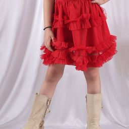 NEUDIS Net Frills Detailed Tiered Skirt - Red-image-25