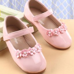 Babyoye Velcro Closure Ballerina With Floral Applique - Pink-image-44