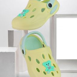 PASSION PETALS Teddy Bear Applique Detailed Slingback Perforated Clogs - Light Yellow-image-72