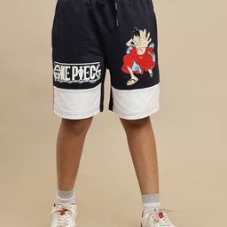 Kidsville Knit One Piece Featuring Luffy Printed Shorts - Navy Blue & White-picture-3