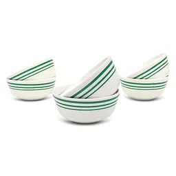 Superware Melamine Veg Bowl Set 4 Inch - 3-green Lines (B6547) (Set of 6)-picture-25