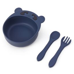 fab n funky Panda Shaped Feeding Set with Spoon & Fork - Blue image 2