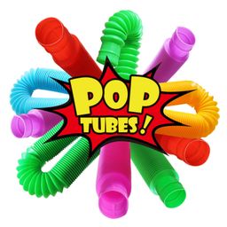 ADKD Pop Tubes Stress Relief Fidget Tubes for Kids and Adult Sensory Fidget Learning Toy Set of 6 Tubes-(Color May Vary) image 2