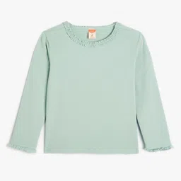 Koton Girls V-Neck Raw Edge T-shirt-image-34