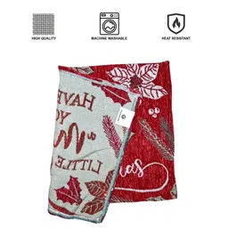 PRAKARTIK Red & White Set of 6 Dining Table Linen Set With Runner image 4