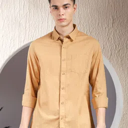 Canary London Men Smart Fit Solid Spread Collar Cotton Casual Shirt-picture-37