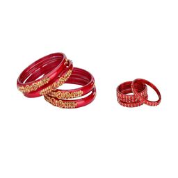 SOMIL Set Of 8 Red Alloy Artificial Stones and Beads Antique Bangles-image-88